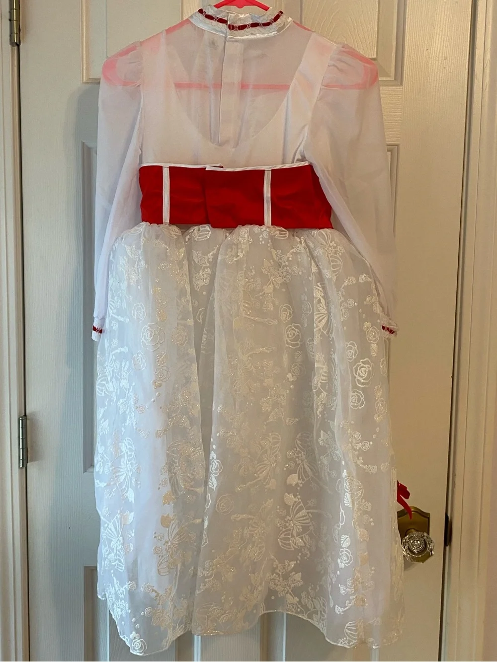 Disney Store Mary Poppins Costume Dress Girls Size 7/8 White Red